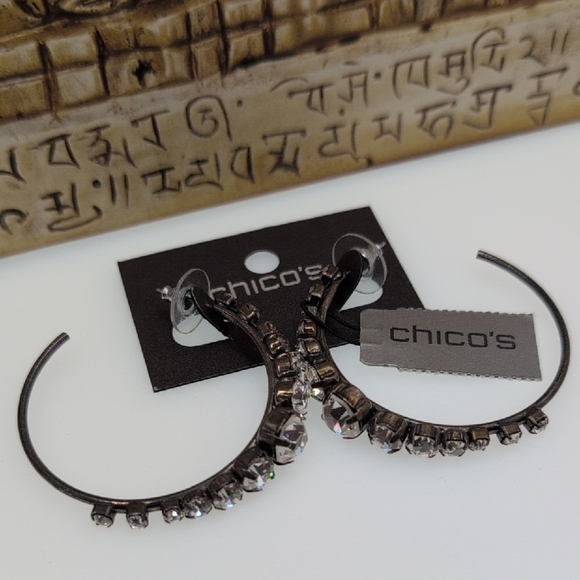 Chico's Black and Silver Crystal Earrings - Picture 1 of 5